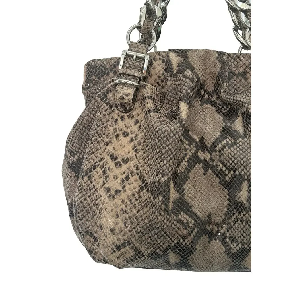 Michael Kors Snakeskin Gray Brown Leather Large Hobo Toto Purse Bag - Picture 7 of 16